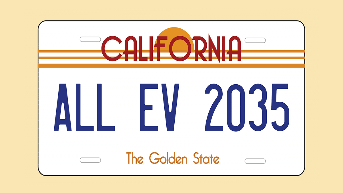 California license plate ALL EV 2035