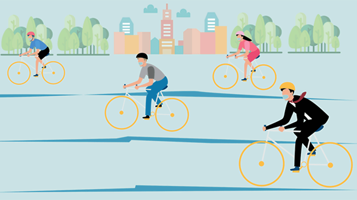 Illustration of cyclists on road