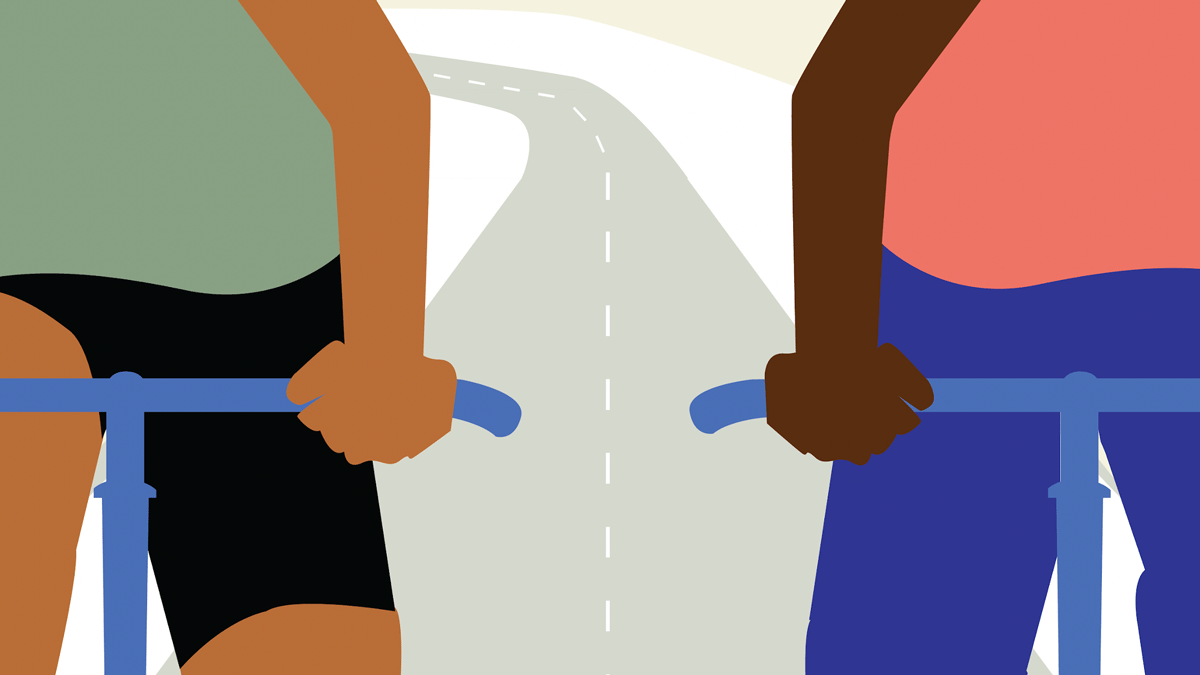 Illustration of cyclists on road