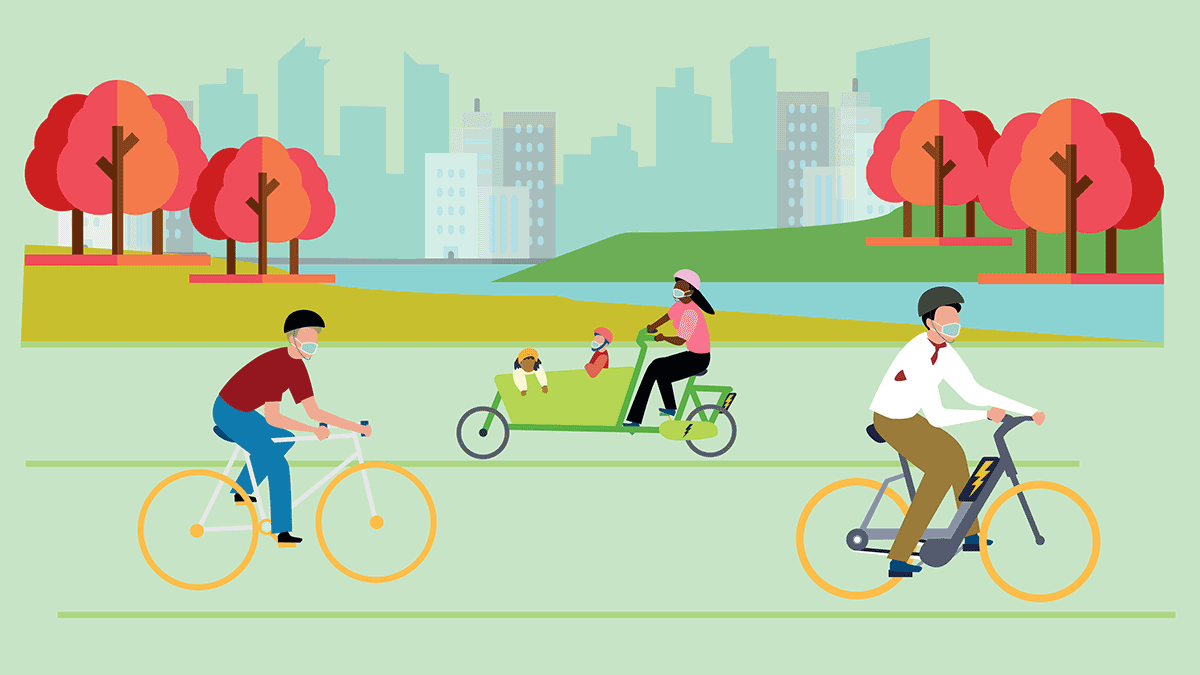 Illustration of cycling in the city